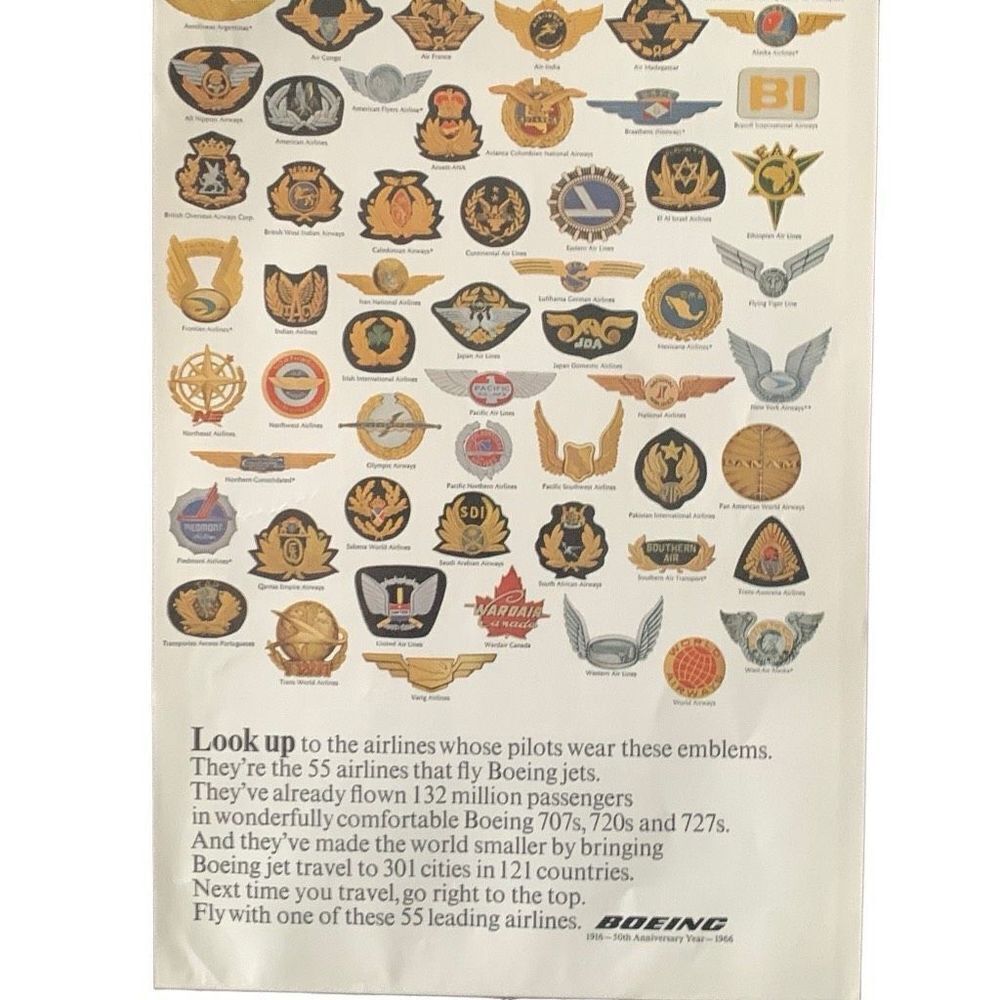 Vintage 1966 Boeing 50th Anniversary Ad Advertisement
